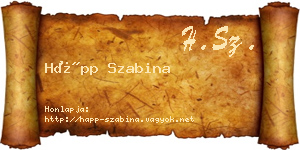 Hápp Szabina névjegykártya
